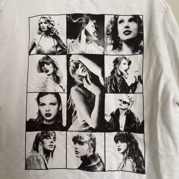 Taylor Swift The Eras Tour White Crewneck Sweater Size M Cotton Made in USA - Picture 4 of 5